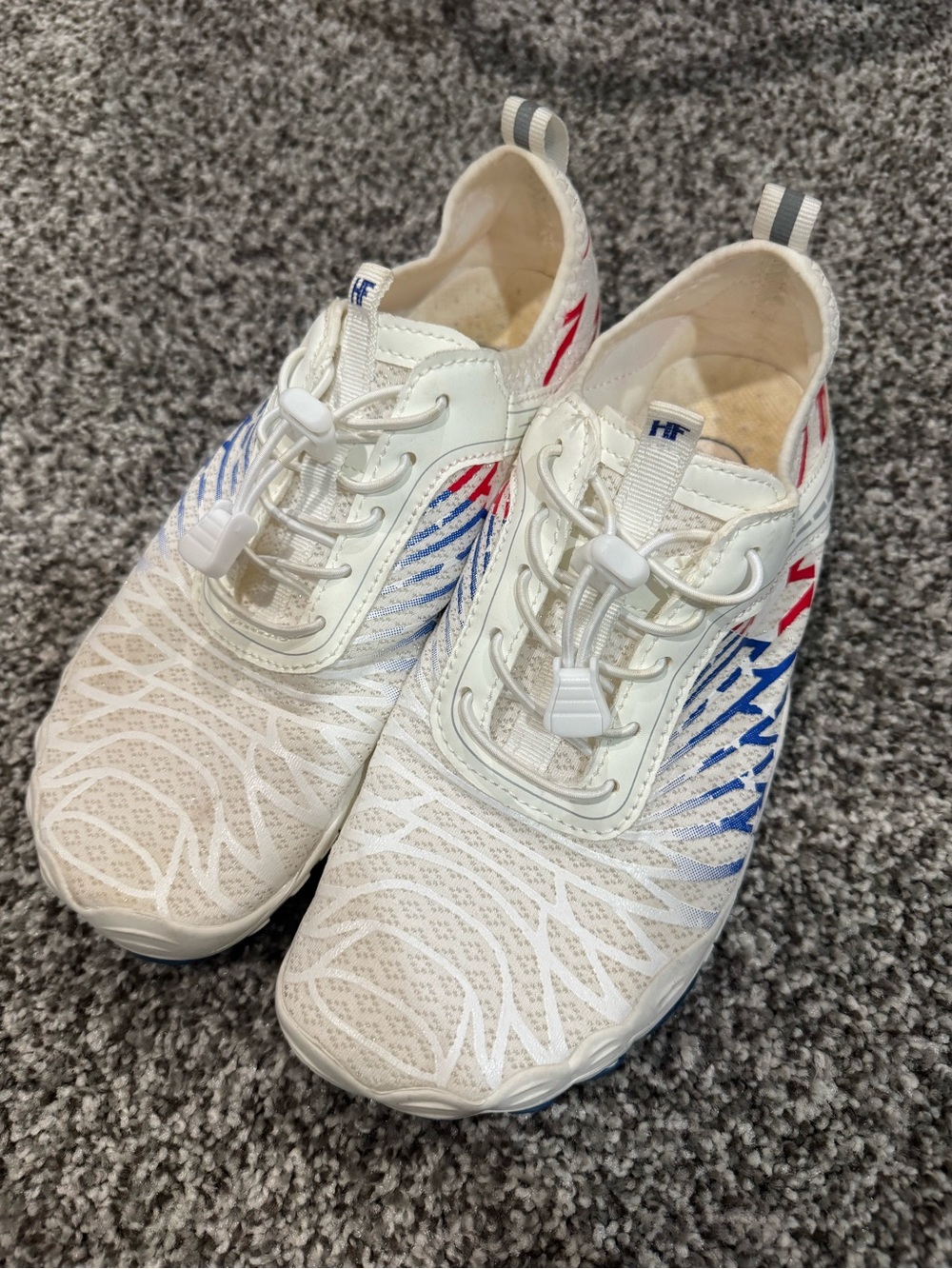 HF White Athletic Women's Sneakers with Red & Blue Accents